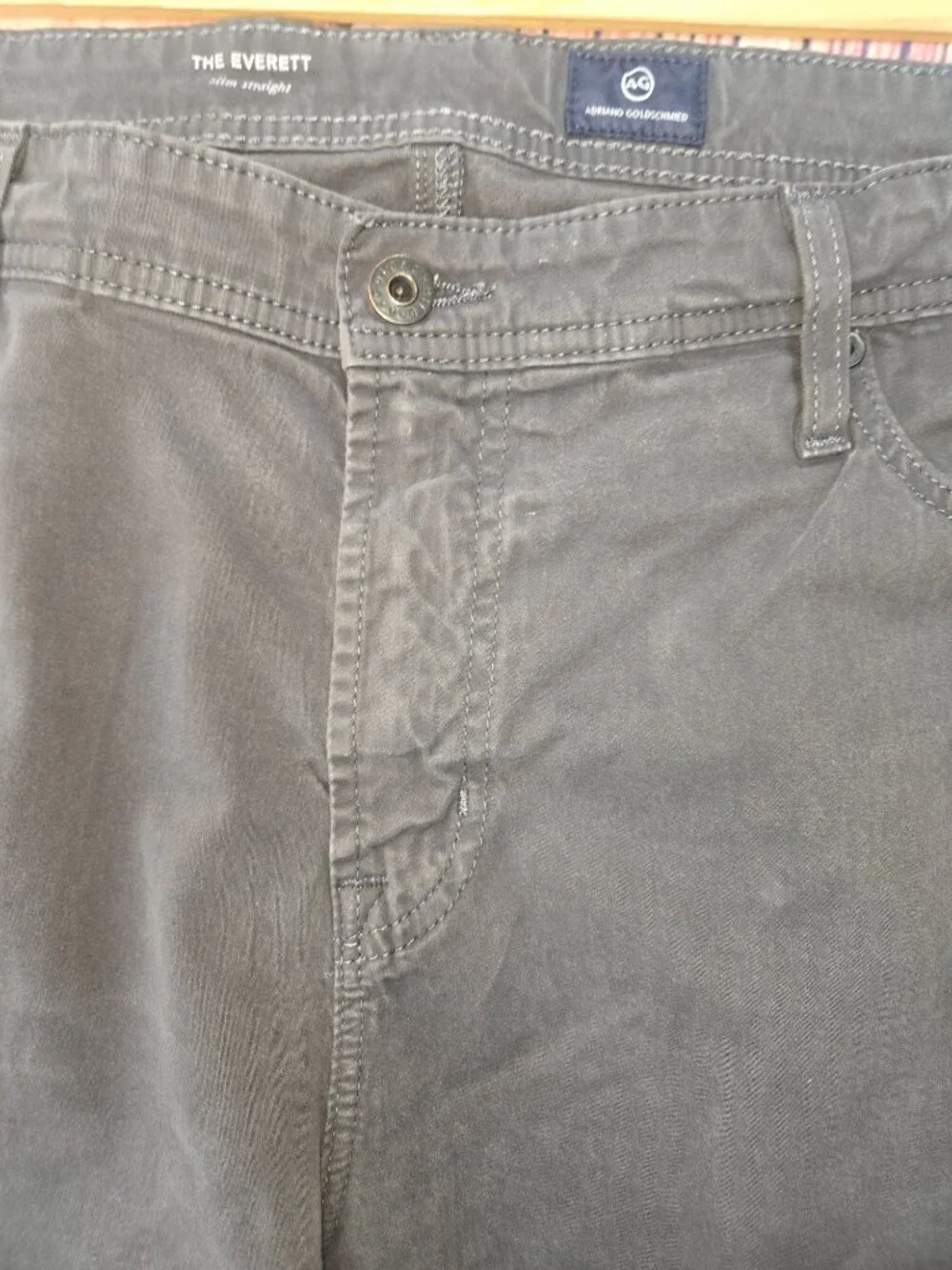 AG Adriano Goldschmied Mens The Everett Slim Gray Pants 38x32